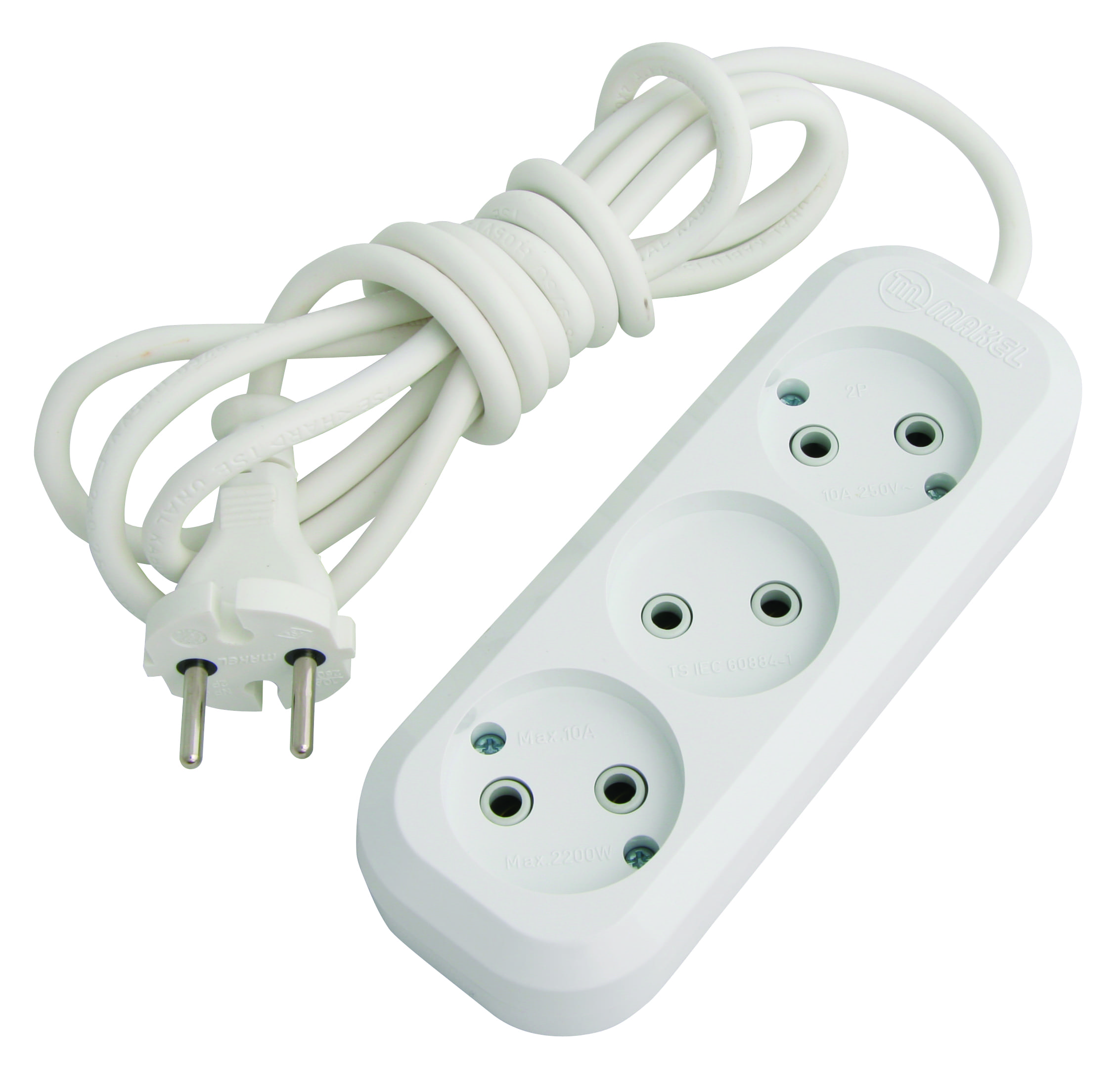 Подовжувач Makel без заземлення 3 гн. білий 5 м MGP124